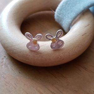 Silver Bunny Rabbit Stud Earrings (925 stamped)